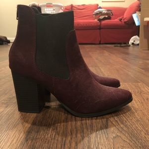 Plum Heeled Booties